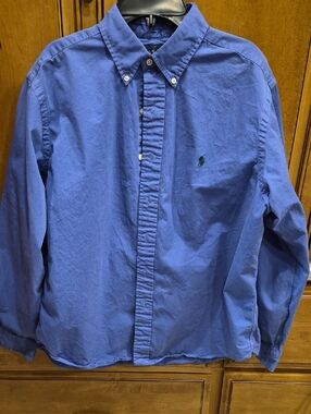 Ralph Lauren Button-Down Classic Fit Oxford Shirt - Blue with Green Pony On Hold
